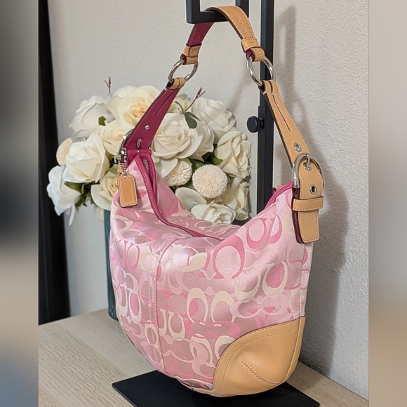 Y2K Coach Optic Hobo Bag & Wallet Signature Pink Jacquard & Leather Matching Set - Picture 7 of 17